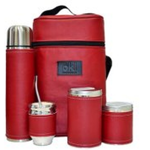 Equipo de mate de ecocuero liso